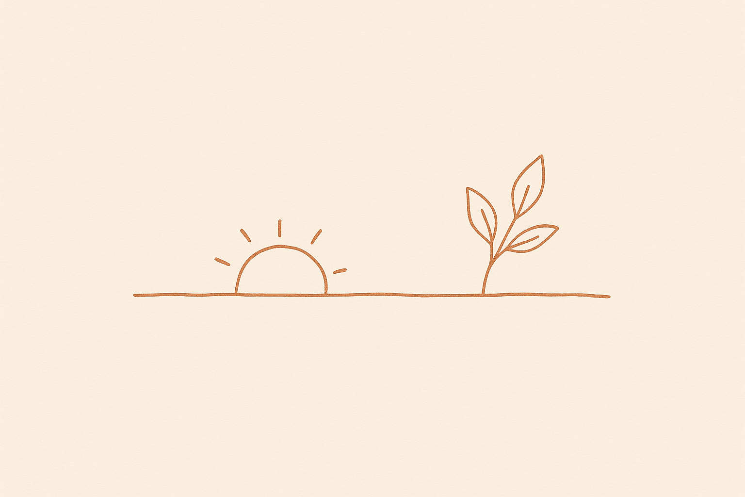 Dawn scene — sunrise and leaf branch